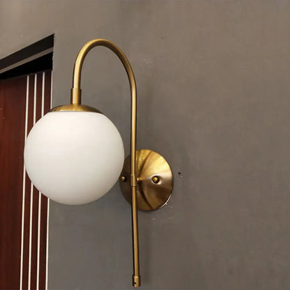 Nordic gold milky glass shade wall sconce living room led light