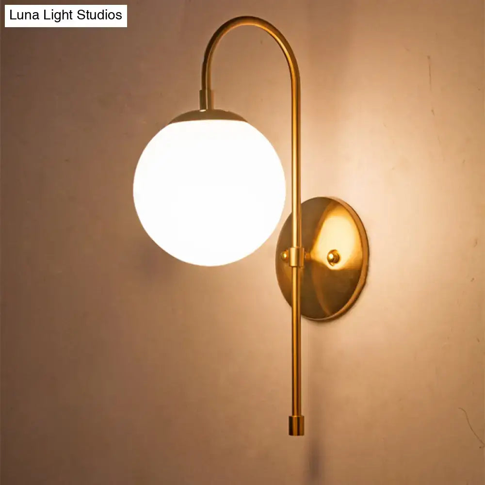 Nordic gold milky glass shade wall sconce living room led light