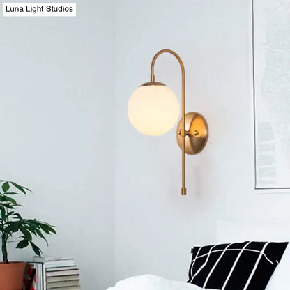 Nordic gold milky glass shade wall sconce living room led light