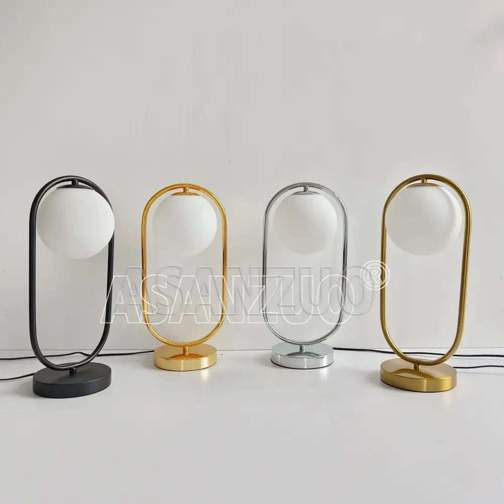 Nordic gold oval glass ball led desk lamp for bedroom