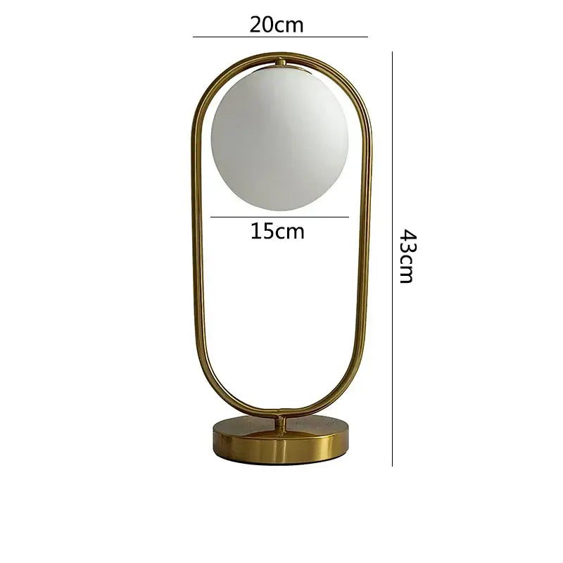 Nordic gold oval glass ball led desk lamp for bedroom