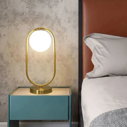 Nordic gold oval glass ball led desk lamp for bedroom
