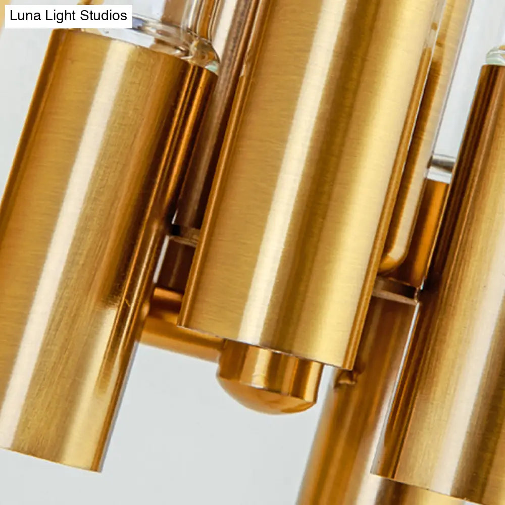 DecorBites™ Nordic Gold Tube Wall Mount Sconce Light Fixture - 1 Head, Clear Glass - Ideal for Living Room