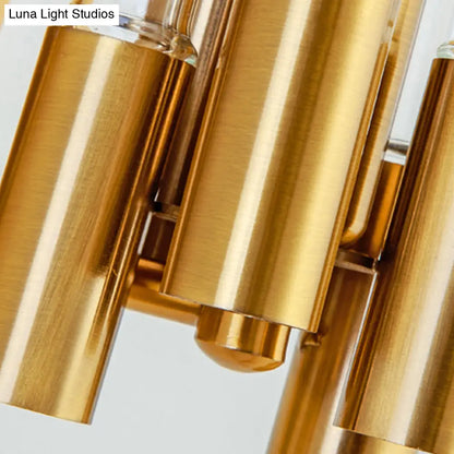 DecorBites™ Nordic Gold Tube Wall Mount Sconce Light Fixture - 1 Head, Clear Glass - Ideal for Living Room