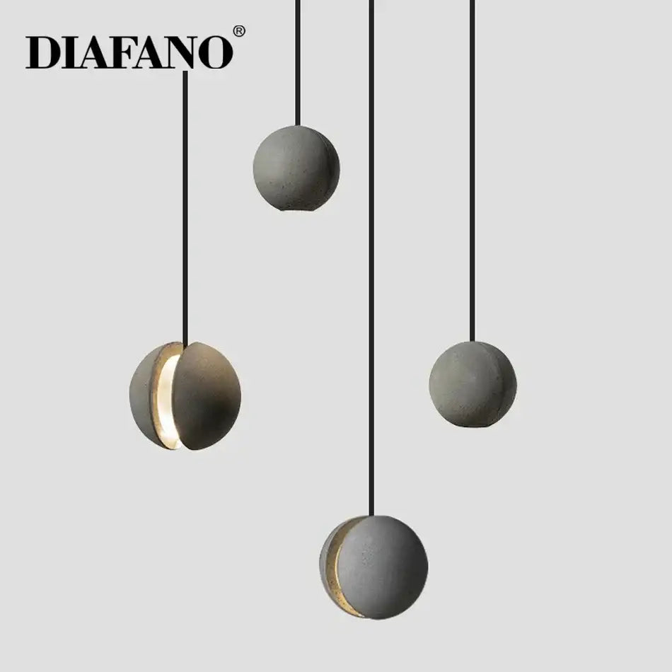 Nordic gray & gold cement pendant light for dining room