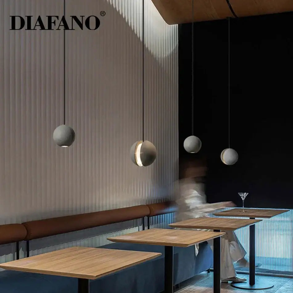 Nordic gray & gold cement pendant light for dining room