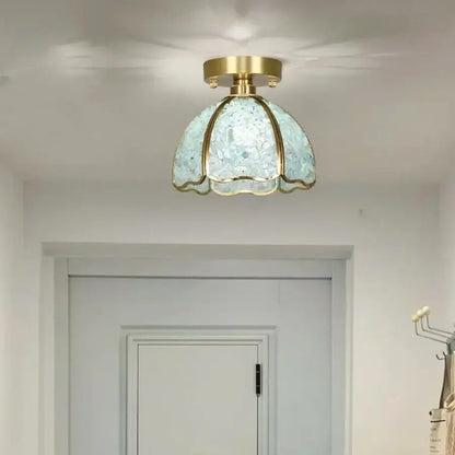 Nordic green & purple mosaic glass crystal ceiling light bedroom