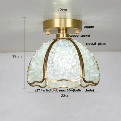 Nordic green & purple mosaic glass crystal ceiling light bedroom