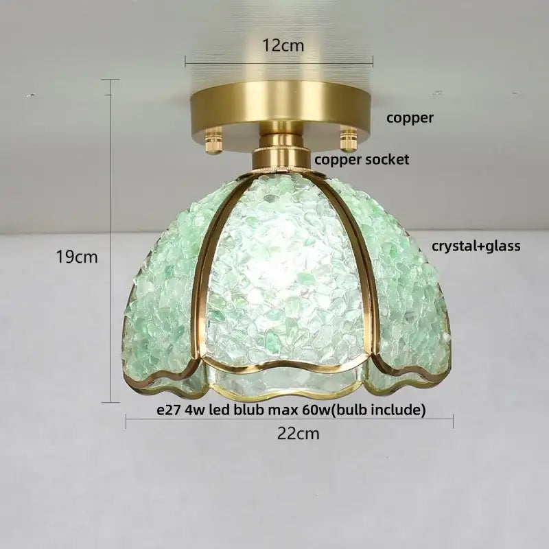 Nordic green & purple mosaic glass crystal ceiling light bedroom