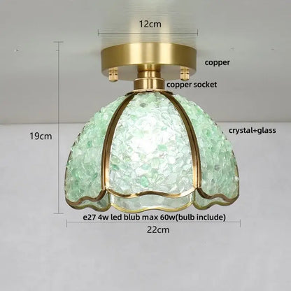 Nordic green & purple mosaic glass crystal ceiling light bedroom