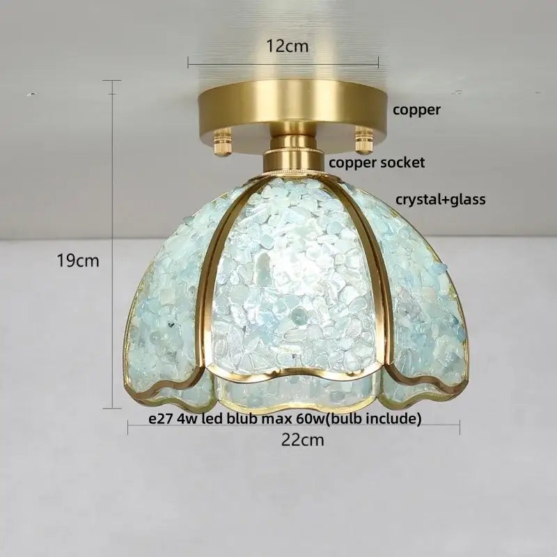Nordic green & purple mosaic glass crystal ceiling light bedroom