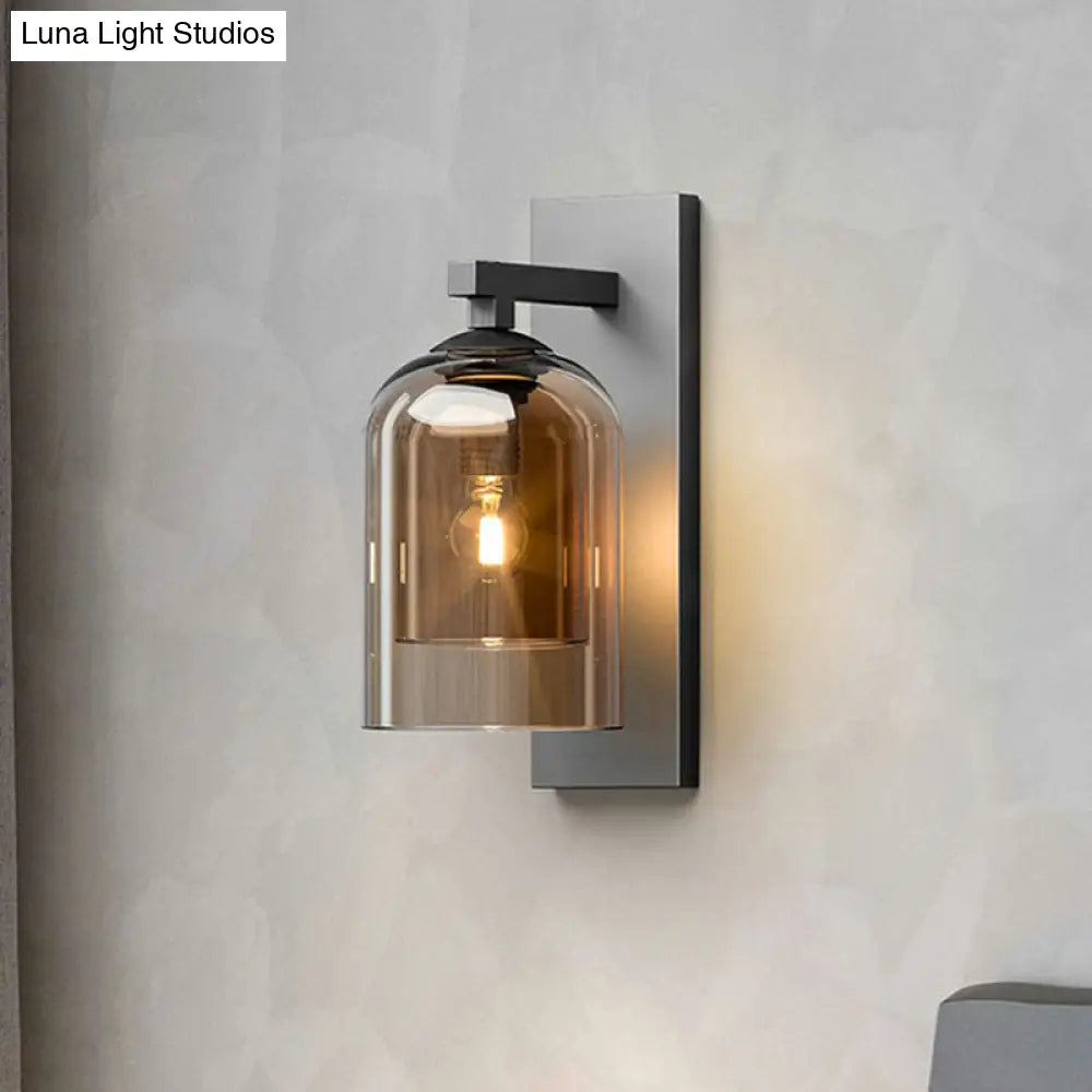 DecorBites™ Nordic Grey Finish Glass Dome Wall Lamp: Elegant Smokey Blown Glass Sconce Lighting for Corridor