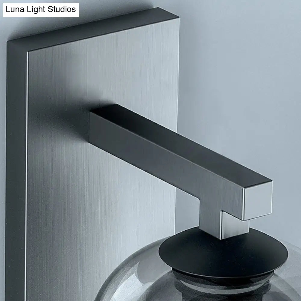 DecorBites™ Nordic Grey Finish Glass Dome Wall Lamp: Elegant Smokey Blown Glass Sconce Lighting for Corridor