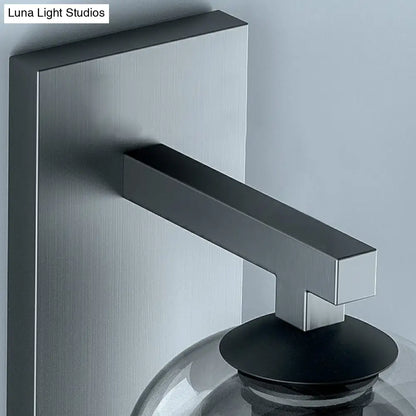 DecorBites™ Nordic Grey Finish Glass Dome Wall Lamp: Elegant Smokey Blown Glass Sconce Lighting for Corridor