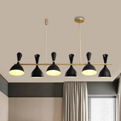 DecorBites™ Nordic Hanging Chandelier - Metal Horn Shade, Black/White - 4/6 Lights for Dining Room or Island Lighting
