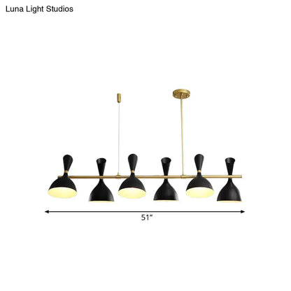 DecorBites™ Nordic Hanging Chandelier - Metal Horn Shade, Black/White - 4/6 Lights for Dining Room or Island Lighting