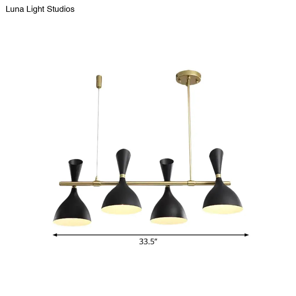 DecorBites™ Nordic Hanging Chandelier - Metal Horn Shade, Black/White - 4/6 Lights for Dining Room or Island Lighting