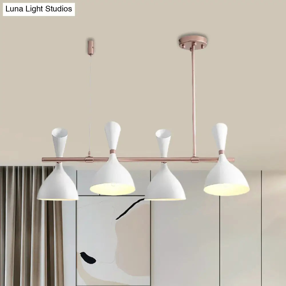 DecorBites™ Nordic Hanging Chandelier - Metal Horn Shade, Black/White - 4/6 Lights for Dining Room or Island Lighting
