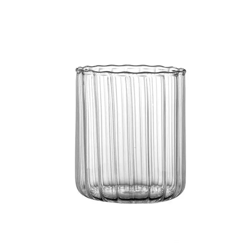 Nordic heat resistant glass ripple cup with gold leaf spoon dining room