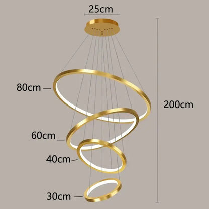 Nordic home decor golden spiral ring chandelier staircase lighting