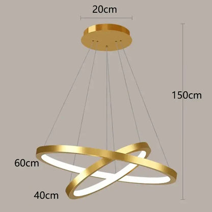Nordic home decor golden spiral ring chandelier staircase lighting