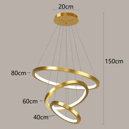 Nordic home decor golden spiral ring chandelier staircase lighting