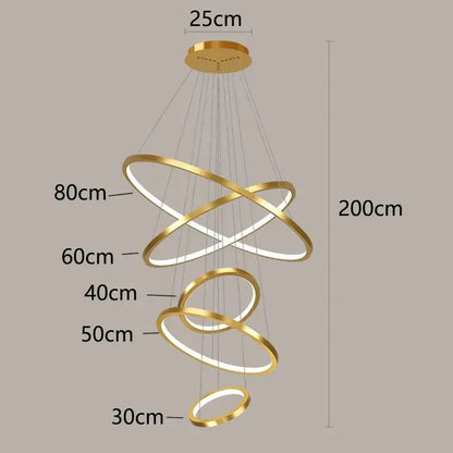 Nordic home decor golden spiral ring chandelier staircase lighting
