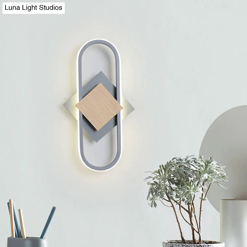 DecorBites™ Nordic Iron 2-Layer Sconce Light with LED Wall Mount - Round/Square Design, Elliptical Frame, Warm/White Light - Bedroom Lamp