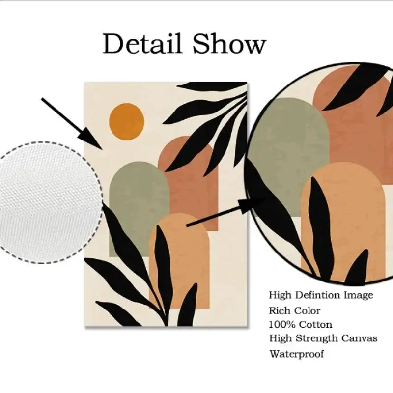 Nordic leaf canvas wall art set for living room earth tones