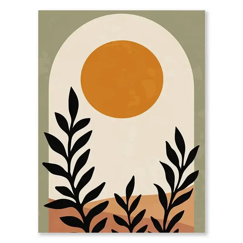 Nordic leaf canvas wall art set for living room earth tones