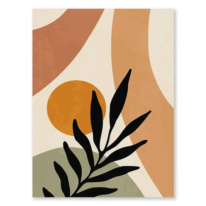 Nordic leaf canvas wall art set for living room earth tones