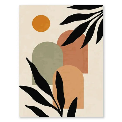 Nordic leaf canvas wall art set for living room earth tones