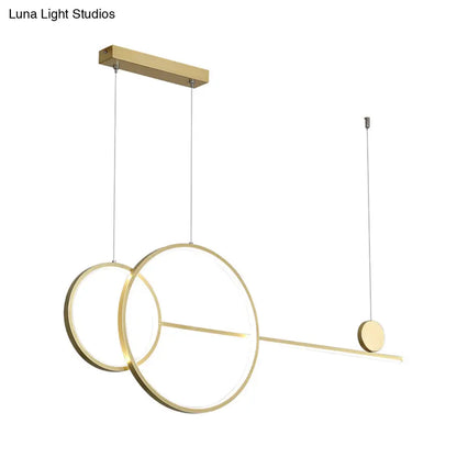 DecorBites™ Nordic LED Acrylic Chandelier Lamp with Black & Gold Line Design for Circular Island Lighting
