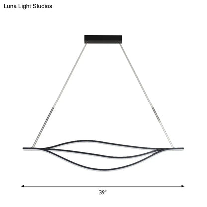 DecorBites™ Nordic LED Black Pendant Light Kit in Warm/White Light, 31.5"/39"/47" Wide" with Metallic Leaf-Like Island Lighting