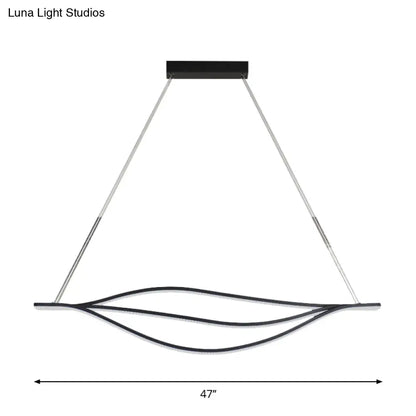 DecorBites™ Nordic LED Black Pendant Light Kit in Warm/White Light, 31.5"/39"/47" Wide" with Metallic Leaf-Like Island Lighting