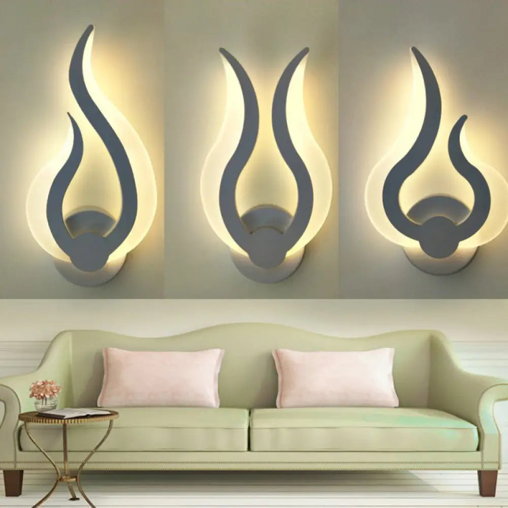 DecorBites™ Nordic LED Flame-Shaped Wall Sconce Light for Cozy Bedroom Ambiance in Warm/White