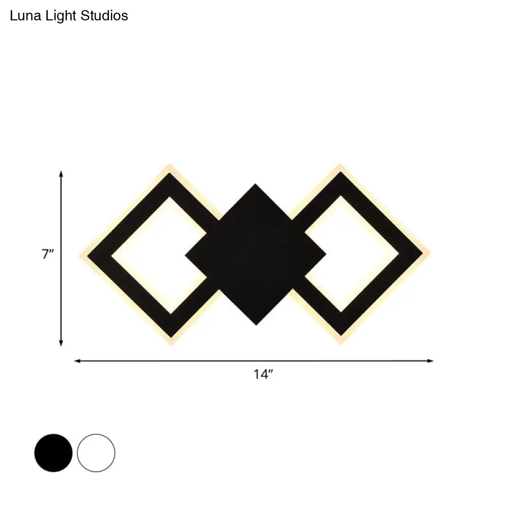 DecorBites™ Nordic LED Metal Wall Sconce Light - Black/White Rhombus Design for Bedroom, White/Warm Light