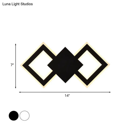 DecorBites™ Nordic LED Metal Wall Sconce Light - Black/White Rhombus Design for Bedroom, White/Warm Light