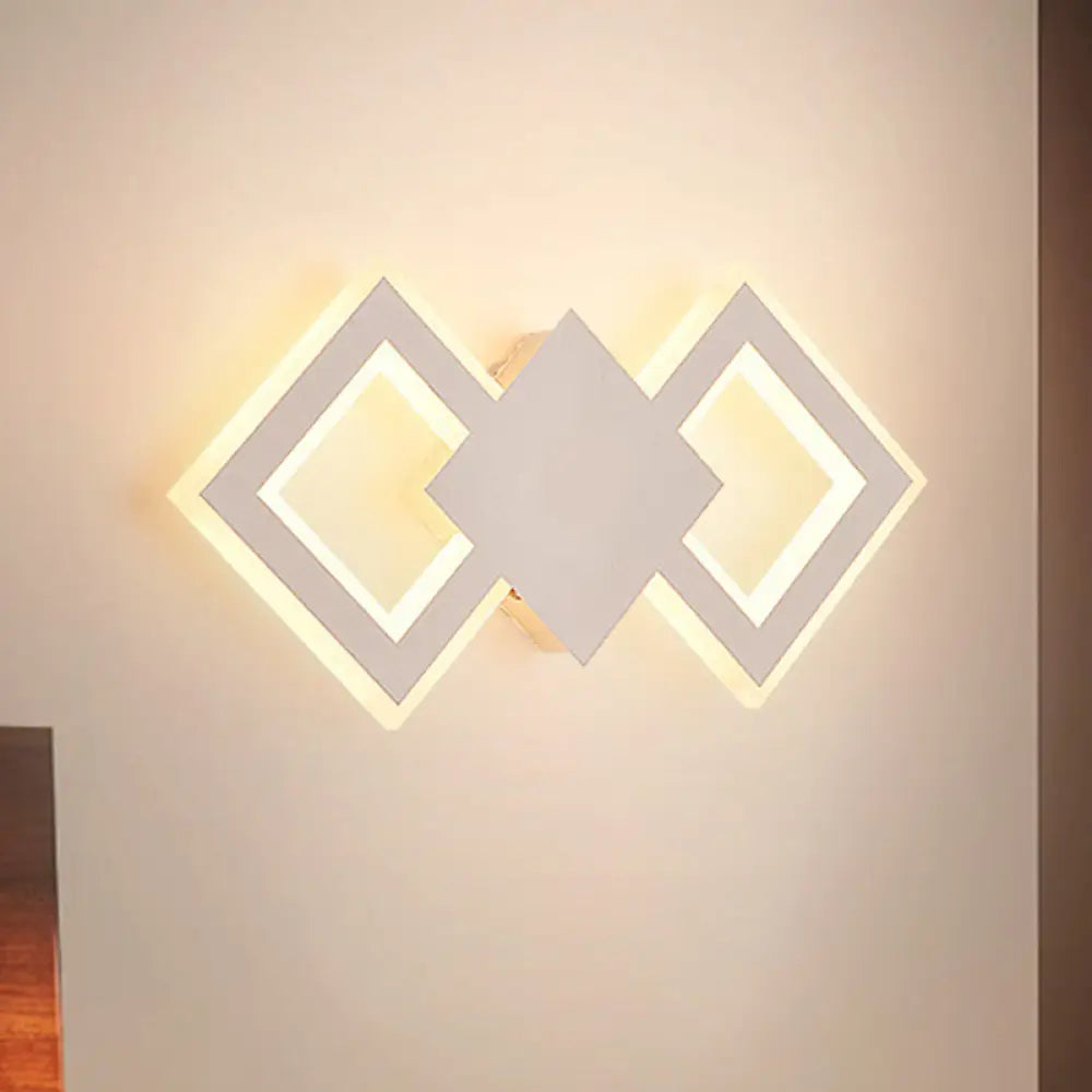 DecorBites™ Nordic LED Metal Wall Sconce Light - Black/White Rhombus Design for Bedroom, White/Warm Light
