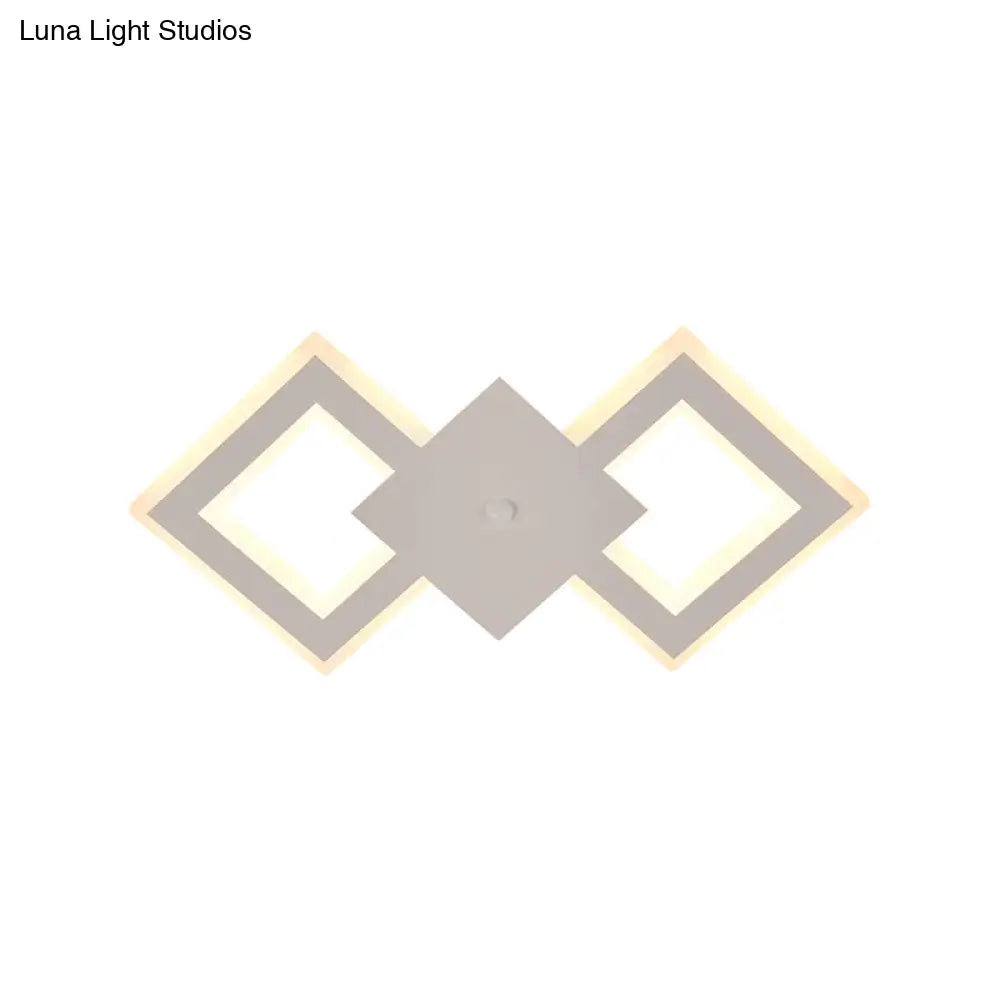 DecorBites™ Nordic LED Metal Wall Sconce Light - Black/White Rhombus Design for Bedroom, White/Warm Light