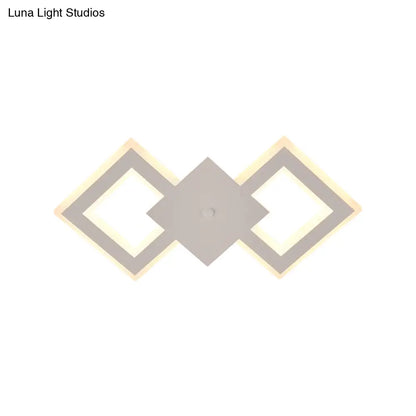 DecorBites™ Nordic LED Metal Wall Sconce Light - Black/White Rhombus Design for Bedroom, White/Warm Light