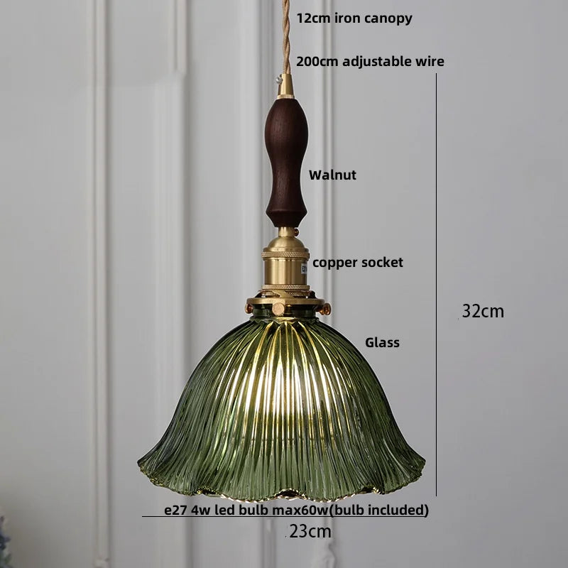 DecorBites™ Nordic LED Pendant Light Green Glass Hanging Fixture