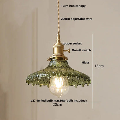 DecorBites™ Nordic LED Pendant Light Green Glass Hanging Fixture