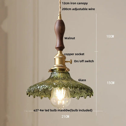 DecorBites™ Nordic LED Pendant Light Green Glass Hanging Fixture
