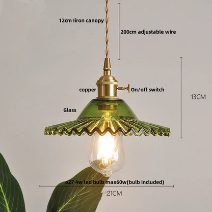 DecorBites™ Nordic LED Pendant Light Green Glass Hanging Fixture