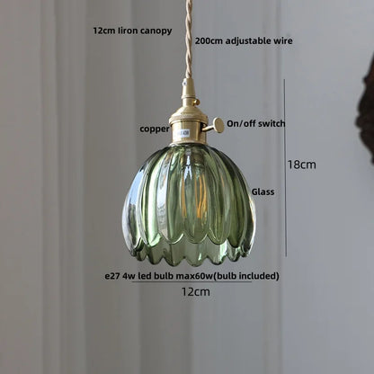 DecorBites™ Nordic LED Pendant Light Green Glass Hanging Fixture