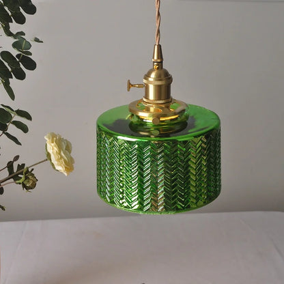 DecorBites™ Nordic LED Pendant Light Green Glass Hanging Fixture