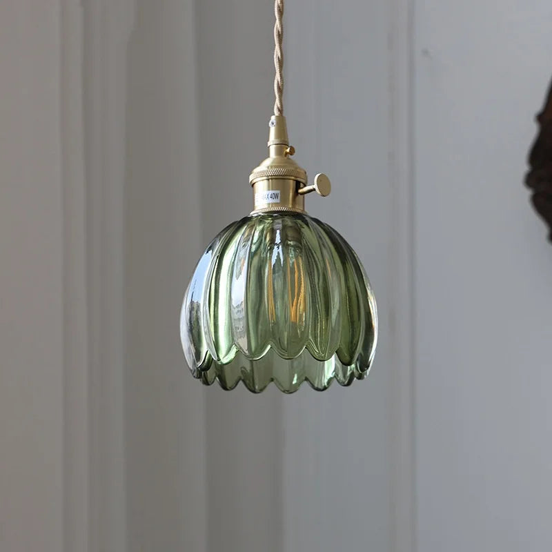 DecorBites™ Nordic LED Pendant Light Green Glass Hanging Fixture
