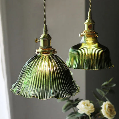 DecorBites™ Nordic LED Pendant Light Green Glass Hanging Fixture