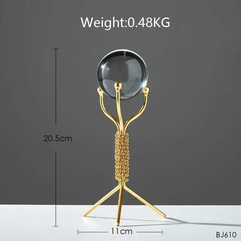 Nordic light luxury gold crystal ball crafts living room decor
